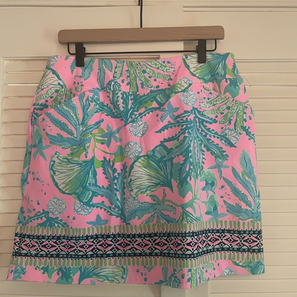 Lilly Pulitzer Pink and Green Tropical Mini Athletic Skort